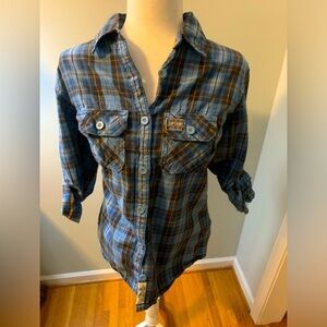 Super dry Co. blue plaid 100% cotton shirt, M